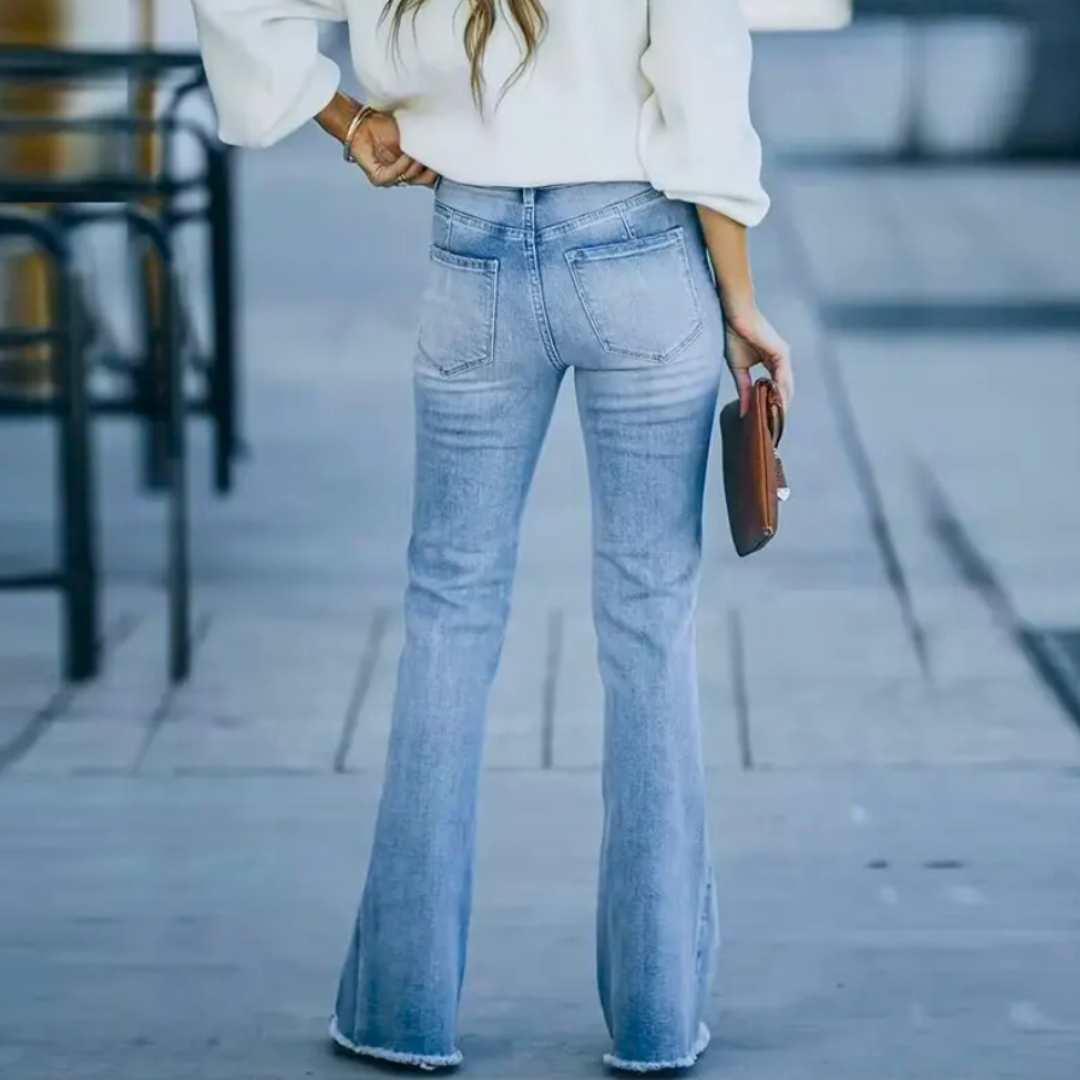 Viktoria - Boho stretch jeans med bootcut