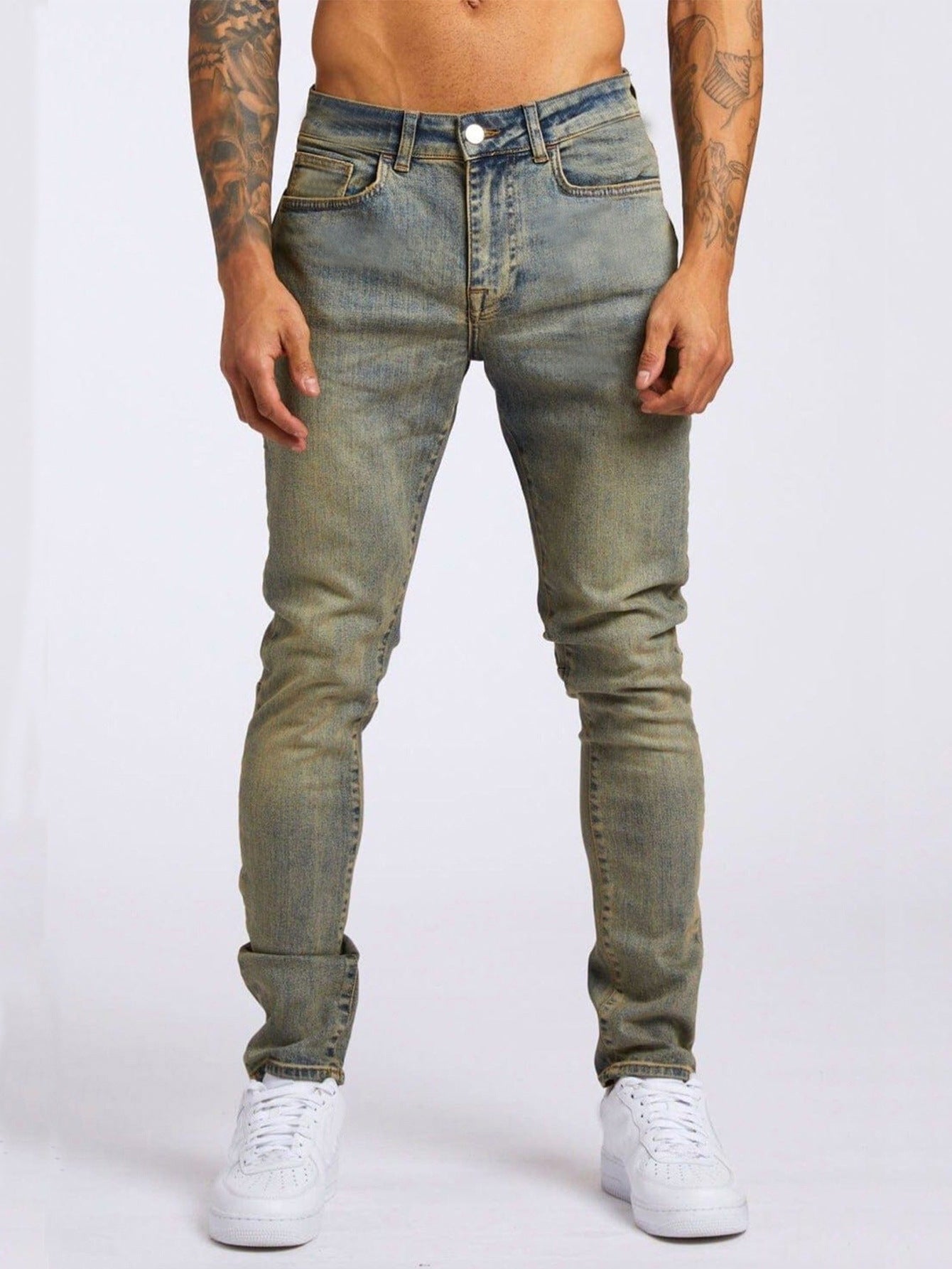 Darren - Tapered skinny-fit jeans med låg midja