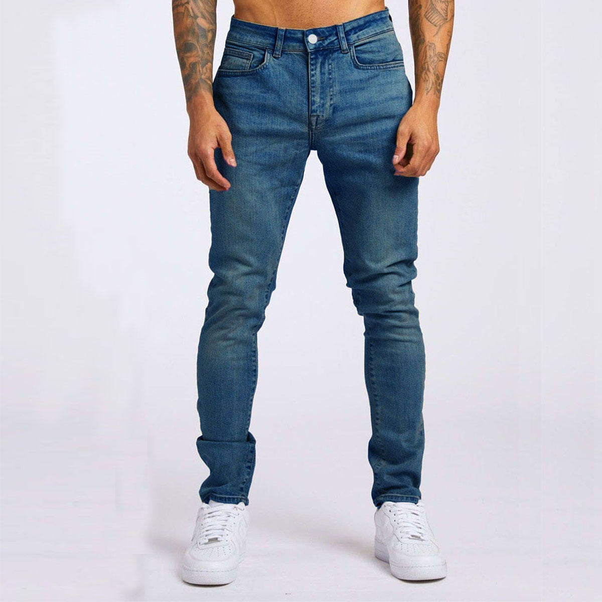 Darren - Tapered skinny-fit jeans med låg midja